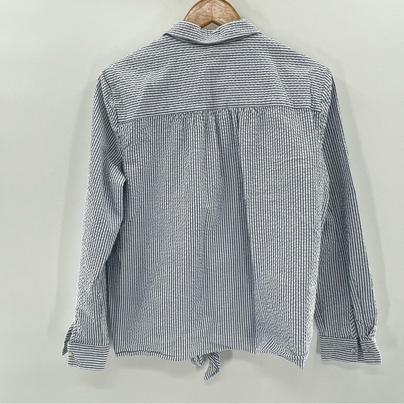 Jane and Delancey Striped Button Up Tie Bottom Shirt Size Medium - Picture 7 of 8